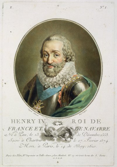 Portrait de Henri IV, Roi de France et de Navarre (1553-1610) gravé par Ride - Antoine Louis Francois Sergent Marceau