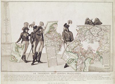 Le Triomphe des Armées Françaises, Napoléon et ses Généraux Tenant les Cartes de leurs Victoires au Moment de la Paix de Loeben - Antoine Maxime Monsaldy