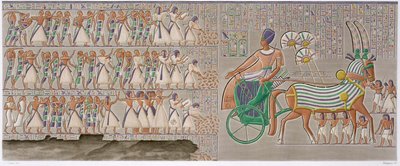 Bas-reliefs colorés de l