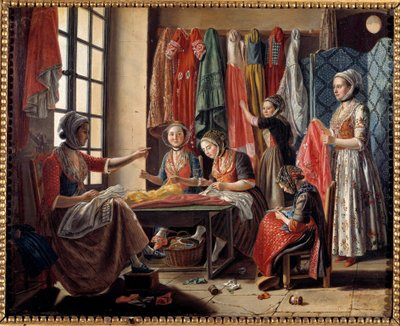 Un atelier de couture à Arles en 1760. Peinture par Antoine Raspal 1760. Arles, Musée Réattu - Antoine Raspal