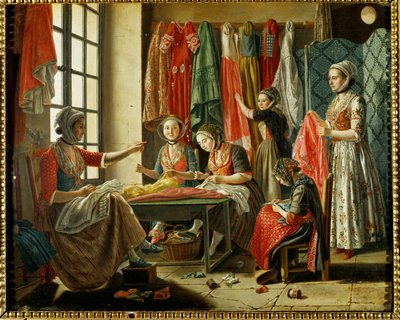Atelier de couturières à Arles ... (huile sur toile) - Antoine Raspal