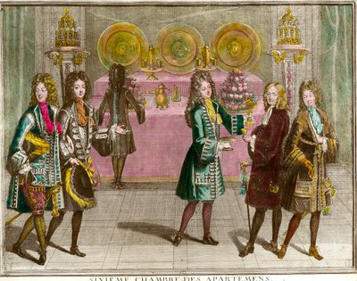 Buffet pour collations dans la sixième chambre des appartements de la famille de Louis XIV (1638-1715) lors des soirées d