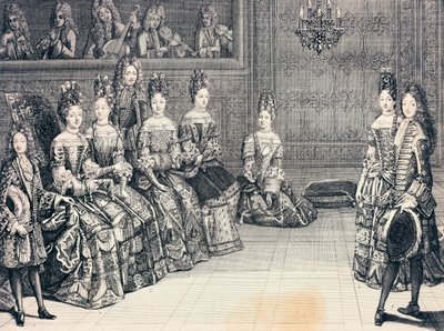 Duc de Bourgogne, Duchesse du Maine, Princesse de Conti et Ducs de Chartres écoutant de la musique - Antoine Trouvain