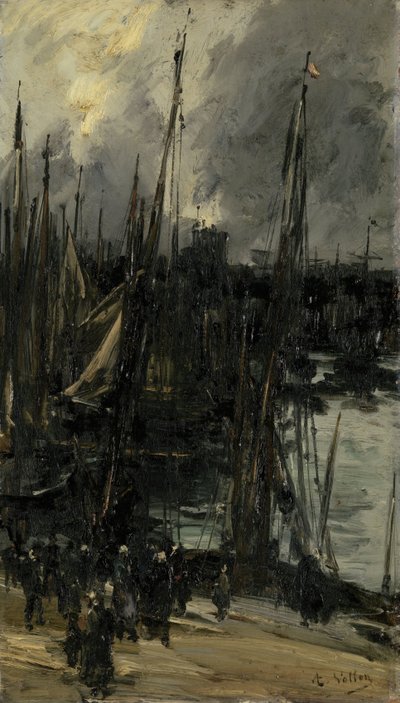 Vue du port à Dunkerque (ou Dieppe?) - Antoine Vollon