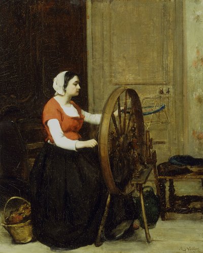 Femme et roue à filer - Antoine Vollon