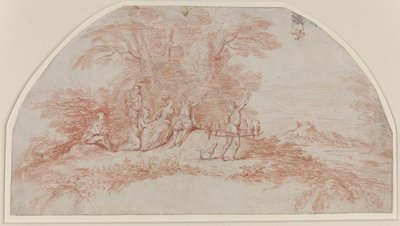 Une fête galante avec des fauconniers - Antoine Watteau