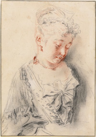 Femme assise regardant vers le bas - Antoine Watteau