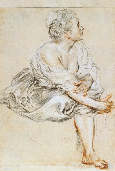 Jeune femme assise - Antoine Watteau