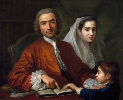 Dr. Salvatore Bernard avec sa femme et son fils - Antoine de Favray