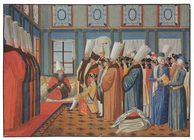 La présentation du comte de Vergennes, ambassadeur de Louis XV, à Reis Effendi, grand vizir du sultan ottoman Uthman III le 31 mai 1755 - Antoine de Favray