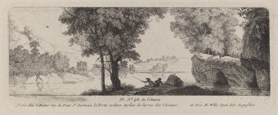 Paysage fluvial avec un pêcheur - Antoine de Marcenay de Ghuy