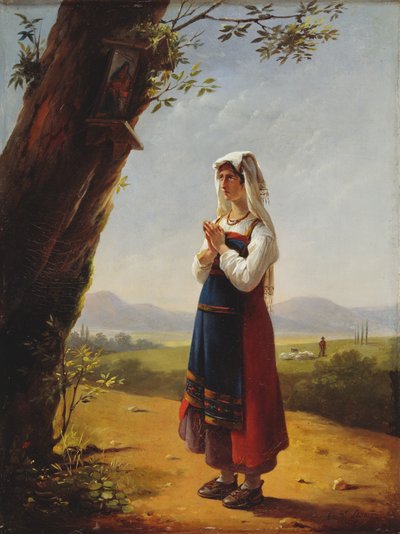 Paysanne dans la campagne romaine - Antoinette Cecile Hortense Lescot Haudebourt