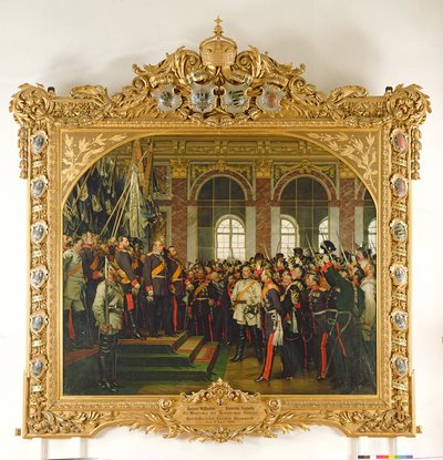 La proclamation de Guillaume comme Kaiser du nouvel Empire allemand, dans la galerie des Glaces à Versailles le 18 janvier 1871, peint en 1885 - Anton Alexander von Werner