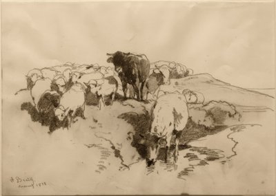 Vaches et moutons - Anton Braith