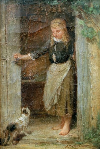 Fille avec chat - Anton Burger