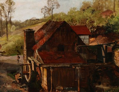 Danois : Bag en Vandmølle Derrière un moulin à eau - Anton Eduard Kieldrup