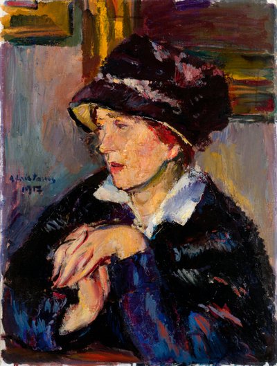Femme avec un chapeau noir - Anton Faistauer