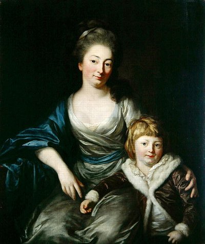 Johanna Amalie, comtesse Senfft von Pilsach avec son fils Henry - Anton Graff