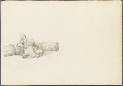 Portrait présumé de Sultana Hadigé assise sur un canapé - Anton Ignaz Melling