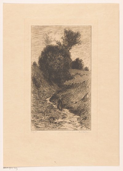 Femme sur un chemin creux - Anton L. Koster (signed by artist)