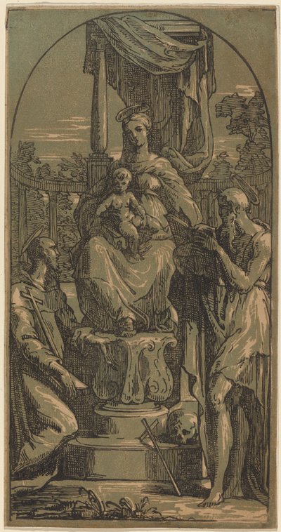 Madone et Enfant en majesté, Saint Jérôme et Saint François - Anton Maria Zanetti I, after Parmigianino