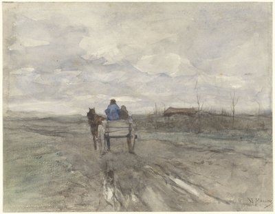 Chariot de paysans sur un chemin de campagne - Anton Mauve