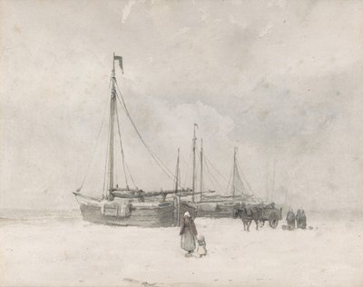 Bateaux de pêche sur la plage en hiver - Anton Mauve