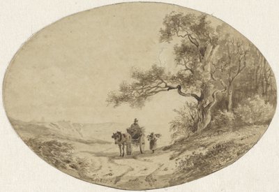 Ramasseur de bois avec cheval et chariot en route - Anton Mauve