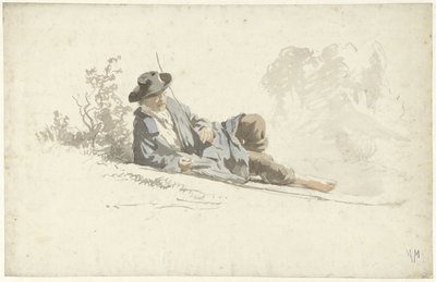 Homme allongé au sol, au repos - Anton Mauve