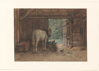 Cheval dans une étable près d