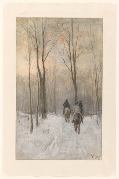 Cavaliers dans la neige dans le Haagse Bos - Anton Mauve