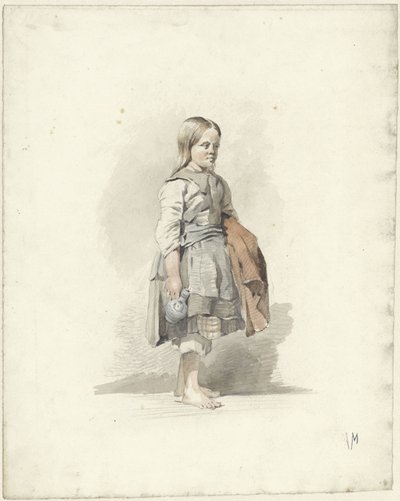 Fille debout avec cruche et manteau sous le bras - Anton Mauve