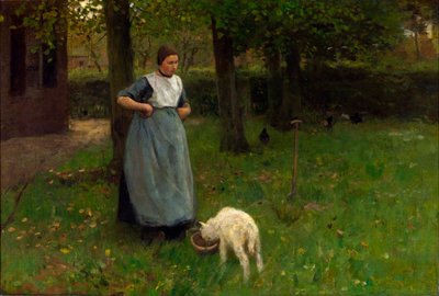 Femme de Laren avec un agneau - Anton Mauve