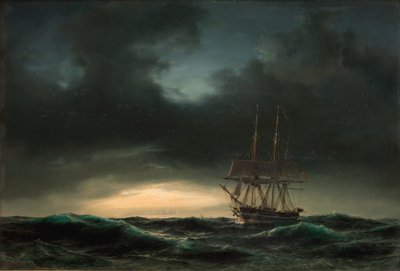 Une corvette danoise en mer après une tempête - Anton Melbye