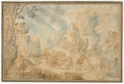 Paysage de montagne avec figures - Anton Mirou