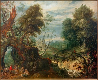 Paysage forestier avec marchands - Anton Mirou