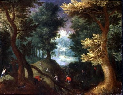 Scène de Forêt avec une Chasse au Cerf - Anton Mirou