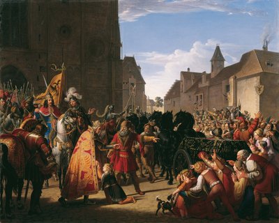 Le fils du roi Premysl Ottokar, Wenceslaus, demande à Rudolf de Habsbourg le corps de son père - Anton Petter