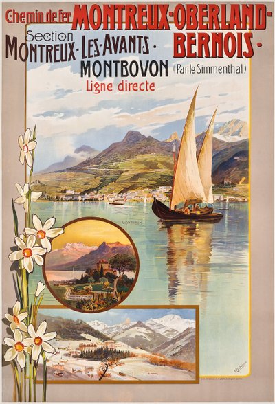 Affiche publicitaire pour les voyages en train Montreux-Oberland-Bernois, c. 1910 - Anton Reckziegel