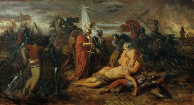 Rodolphe de Habsbourg auprès du corps de Přemysl Ottokar, roi de Bohême - Anton Romako