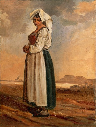 Paysanne avec costume de la région du sud du Latium - Anton Sminck Pitloo