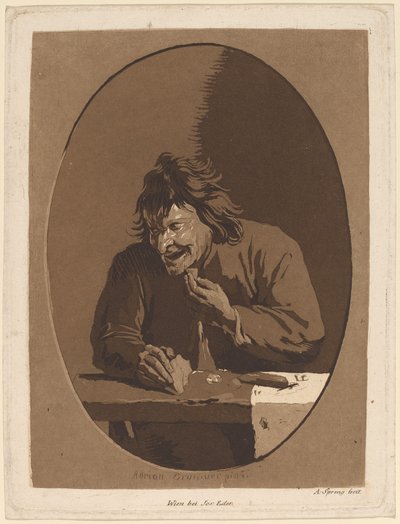 Un paysan mangeant - Anton Spreng after Adriaen Brouwer; published by Joseph Eder