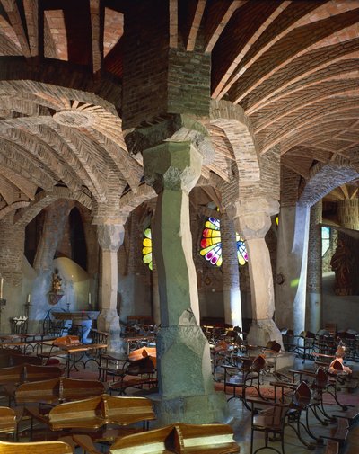 Espagne, Région de Catalogne, Province de Barcelone, Comté de Baix Llobregat, Santa Coloma de Cervelló, église de Colonia Güell, crypte de l