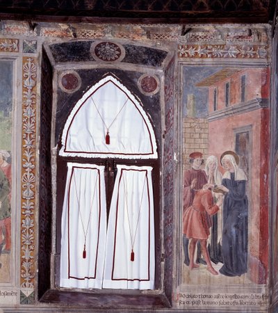 Vie de Sainte Francesca Romana : Un bossu est guéri par la sainte - Antoniazzo Romano