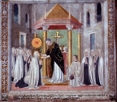 Vie de Sainte Francesca Romana : Quand la sainte recevait la Communion, une orbe brillante apparut au-dessus d