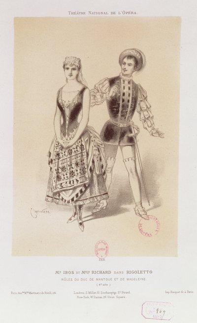 M. Ibos et Mlle Richard en duc de Mantoue et Madeleine dans Rigoletto de Verdi, 1885 - Antonin Marie Chatiniere