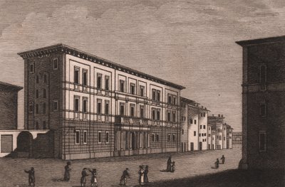 Vue du Palais Épiscopal à Pistoia, Toscane, Italie, gravure sur cuivre par Antonio Morghen - Antonio (1788 1853) Morghen
