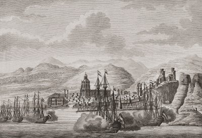 Flotte hollandaise au large de Malaga, Espagne 1784 tirant une salve. (impression) - Antonio (after) Suntach