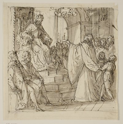 Un ambassadeur de la famille Barbarigo reçu en audience par un roi. Étude pour une fresque à la Villa Barbarigo, Noventa Vicentina - Antonio Aliense