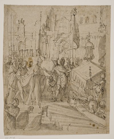 Le doge donnant à un membre de la famille Barbarigo le commandement de la flotte vénitienne - Antonio Aliense